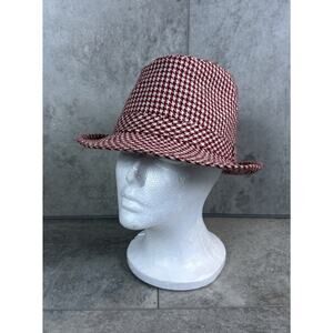 Vintage Hounds Tooth Fedora Red And White Alabama Football Bear Bryant Hat